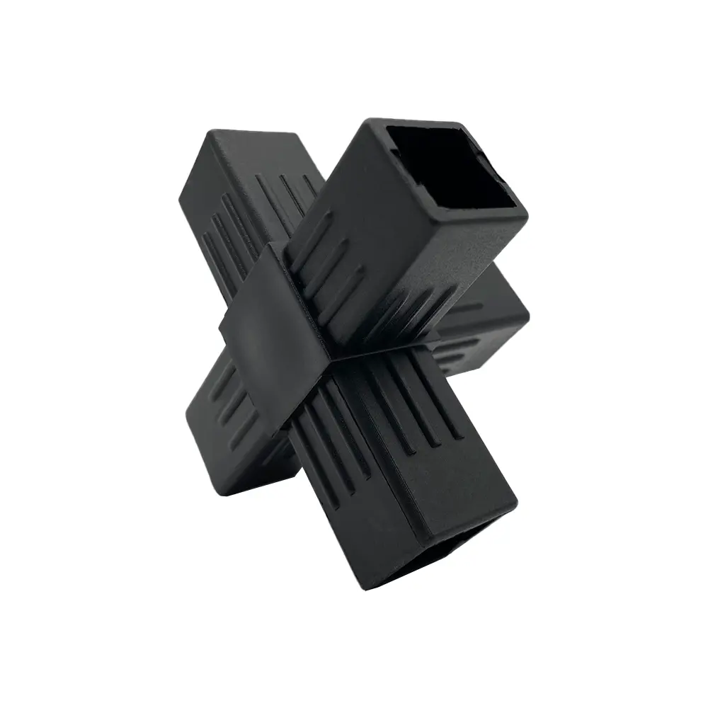 موصل ركن أنبوب مربع بلاستيكي ثلاثي الاتجاهات 20 ملم بتصميم تيشيرت أسود من الموردين موصلات أنابيب مربعة بلاستيكية مخصصة