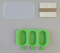 Moule à sucettes glacées réutilisable en silicone de qualité alimentaire avec couvercle 50 bâtonnets Cube Tray Outil de congélation de crème glacée en forme de fruit maison