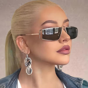 ヴィンテージ狭い小さなフレームサングラス女性2025新しいデザイン高級金属フレームサングラスパンク長方形ドライビング眼鏡男性 - Product Image 1