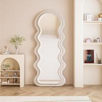 Miroir sur pied en velours Teddy, grand format, irrégulier, ondulé, pour décoration intérieure, vente en gros