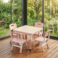 Table carrée pour maternelle, résistante aux graffitis ; Bureau d'activités ignifuge pour la maternelle ; Centre d'apprentissage créatif pour l'éducation préscolaire
