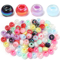 Perles acryliques à grand trou, plaquées arc-en-ciel UV, perles abacus en vrac, fournitures de fabrication de bijoux DIY pour bracelets, colliers, porte-clés