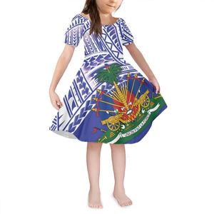 点缀海地女童婴儿服装印花连衣裙厂家供应定制波利尼西亚儿童短袖连衣裙4-14岁 - Product Image 2