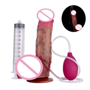 FAAK 9 inches Realistic Dildo Silicone Strap on Ejaculation Sex Toys for Women Skin Touch Squirting Penis Female Masturbator