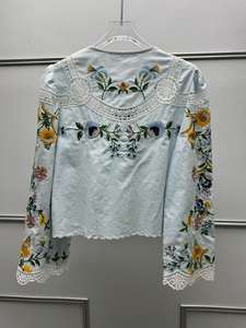 Blusa de Algodón de Manga Larga con Bordado Floral Elegante para Mujer, Venta al Por Mayor - Product Image 5