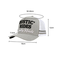 Casquette de camionneur rayée en maille avec broderie 3D, design graphique, détail de rayures latérales, respirante et légère, idéale pour l'extérieur