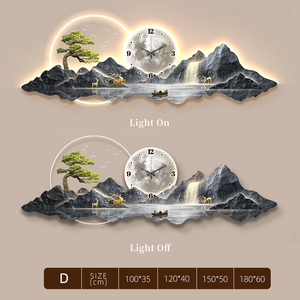 Reloj de Pared LED Acrílico, Decoración de Estilo Art Deco, Pintura de Paisaje para Sala de Estar, Arte de Pared con Función para Colgar - Product Image 4