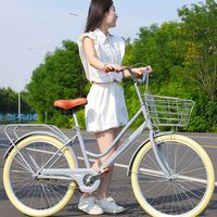 Vélo pliant rétro pour femmes de 24 pouces/26 pouces, cadre en acier à haute teneur en carbone, vélo de banlieue pour adultes et étudiants, fourche à suspension, OEM/ODM