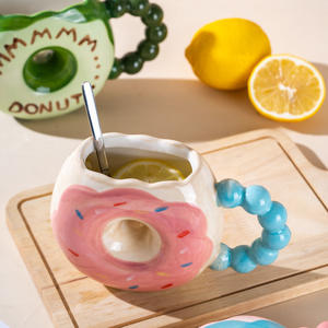 Taza de Cerámica Creativa con Forma de Donut para Beber Agua, Linda Taza de Color Caramelo para Estudiantes, Parejas, Regalo de Dibujos Animados - Product Image 5