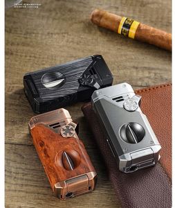 Quad Jet Torch Cigarette <b>Lighter</b> <b>Windproof</b> Metal Body Multifunctional High Power for Cigar Custom Logo Gift Wholesale Bulk - Product Image 2