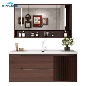 Gabinete de baño simple <span class=keywords><strong>rústico</strong></span> moderno, nuevo tablero de roca ligero de pie, lavabo de <span class=keywords><strong>tocador</strong></span>, inodoro, Baño - Product Image 3