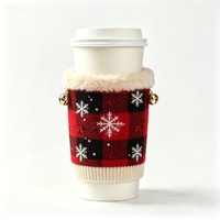 Manchon de tasse à café réutilisable MSYO avec logo personnalisé, en crochet, style pull de voyage, pour thé ou glace, motif pull de Noël