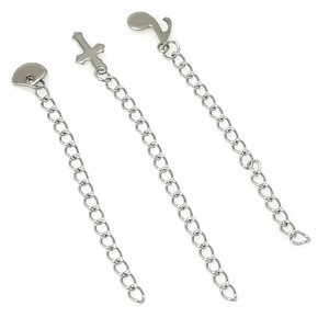 Chaîne d'extension en acier inoxydable avec pendentifs en forme de goutte d'eau 3-15mm, composants de bijoux DIY en gros - Product Image 5