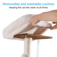 Arbre à chat en bois avec hamac, écologique, durable, pour intérieur, moderne, griffoir, grand condo, plateforme supérieure en peluche, panier-coussin confortable