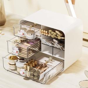 Boîte de rangement de bureau transparente à <span class=keywords><strong>3</strong></span> niveaux pour chambre à coucher, mini tiroir mignon, boîte de rangement en plastique durable, armoire de rangement en plastique - Product Image 4