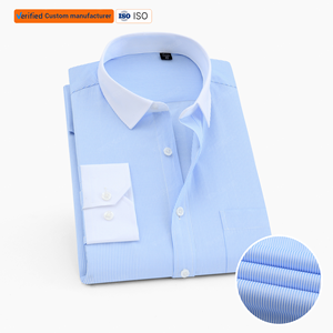 Low Price Blue Shirt White Collar And Cuffs Triple Collar & Long Sleeves |  Alibaba.com