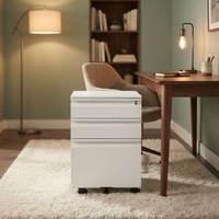 Armoire de rangement métallique à 3 tiroirs, revêtement poudré noir de qualité supérieure, rangement de bureau haut de gamme, antirouille et résistant à l'usure