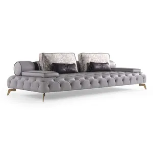 Modern özelleştirilmiş oturma odası mobilya lüks kanepe Cum yatak Chesterfield kanepe deri kanepe