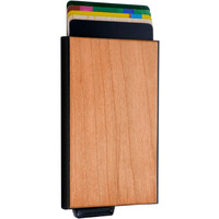 Dompet Minimalis untuk Pria, Dompet Minimalis Kayu dengan Pemegang Kartu Pop Up Ramping RFID Minimalis