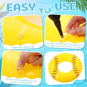 6 Pack Softball Stitched <b>Inflatable</b> Swim Rings <b>for</b> <b>Pool</b> Beach - Product Image 4