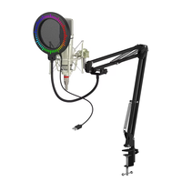 Microfono Dinamico Professionale RGB Cablato con Copertura in Spugna Antivento e Antirumore con Luci LED per Karaoke dal Vivo