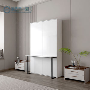 Letto pieghevole invisibile in legno combinazione armadi Multi funzionale armadio scrivania libreria parete Murphy letto con doppia scrivania completa - Product Image 3