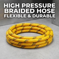 Tuyau tressé haute pression à rayures jaunes en PVC haute résistance |   Tuyau de transfert d'eau et d'air industriel flexible anti-UV