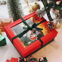 Vente en gros carton de papier de luxe personnalisé emballage de boîtes de Noël pour cadeau avec fenêtre transparente