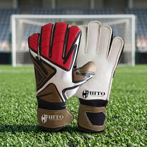 Custom Desig White and Brown Soccer Goalkeeper Gloves with 4mm German Latex Emboss Negative Cut Screen Print - Product Image 6