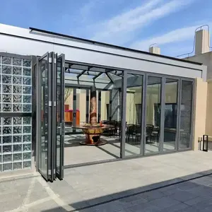 Puerta plegable de aluminio de vidrio templado doble de aluminio de acordeón de último diseño
