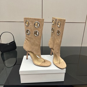 <span class=keywords><strong>Sandali</strong></span> Flip-Flop da Donna alla Moda Personalizzati in Camoscio <span class=keywords><strong>con</strong></span> Punta Quadrata e Anello Argentato, <span class=keywords><strong>Tacco</strong></span> a Spillo, Altezza Media Polpaccio - Product Image 4