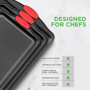 Non-Stick Pan <b>Set</b> 3 Pieces Easy To Clean Carton Steel <b>Bakeware</b> 3 Sizes Stackable - Product Image 5