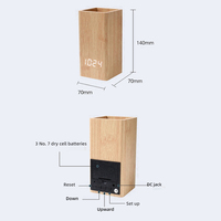Porte-stylo à température numérique en bois Réveil Horloge de table Led bon marché