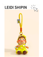 Pendentif de sac en peluche garçon aux cheveux bouclés et tachetés, mignon et original, adorable jouet de dessin animé, porte-clés, cadeau pour meilleur ami