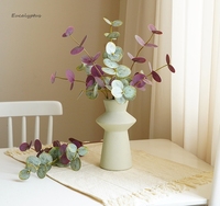 Nouvelle branche unique 3 fourchettes artificielle fleur d'eucalyptus Arrangement plantes vertes pour mariage ensemble maison hôtel décoration