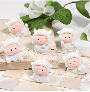 Wholesale New <b>Cute</b> Cartoon Lamb <b>Doll</b> with Hole Loose Bead Keychain DIY Resin Charms Handmade Materials - Product Image 6