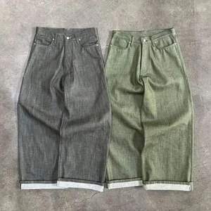 Jeans en denim selvedge japonais épais pour fabricants de vêtements, avec logo personnalisé, en denim brut, coupe large et baggy pour hommes - Product Image 1