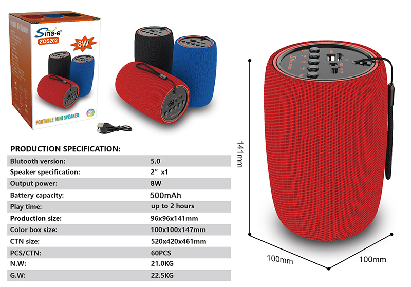 ZQS201 ZQS202 ZQS203 Wireless Mini Speakers - Portable