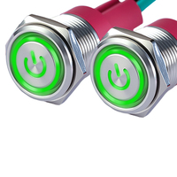 Interrupteur à bouton-poussoir à verrouillage LED 16 mm 19 mm IP67/IP65 en métal pour CUL CE RoHS pour usage industriel et domestique