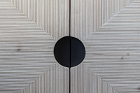 Armoire de salle à manger en bois de pin recyclé de style minimaliste Japandi, armoire de rangement en bois massif pour salon