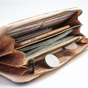 Boshiho Women Cork Vegan Purse <b>Wallet</b> <b>Smart</b> Phone Clutch Zip Long Purse with Card Holder Coin Pocket Vegan Gift - Product Image 4