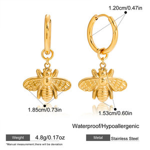 Pendientes de Abeja de Moda al por Mayor, de Acero Inoxidable 316L Coreano, Chapados en Oro PVD de 14k y 18k, Joyería de Alta Calidad para Mujer - Product Image 6