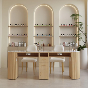 Mesa <span class=keywords><strong>de</strong></span> Manicura <span class=keywords><strong>de</strong></span> Madera Elegante y Lujosa con Aspiradora para Uso Profesional en <span class=keywords><strong>Salón</strong></span> - Product Image 2