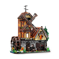 Set de Bloques de Construcción de Cabaña de Madera, 1580 Piezas, con Luz LED, Molino de Viento, Rueda Hidráulica, Modelo Mecánico, Juguete para Adultos y Niños