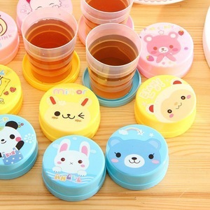 Folding Cup Cartoon Retractable Drinking Cup Portable Travel Cute Water Cup With Lid Folding Cup - Product Image 1