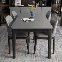 Ensemble de salle à manger moderne en bois et pierre frittée, table rectangulaire italienne pour petite maison