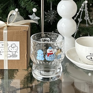 Christmas Snowman Crystal Glass Cup High Transparency Cartoon Style Juice Cup Couple Breakfast Milk Office Coffee Use - Product Image 1