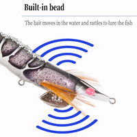 WEIHE Appât de crevettes en bois simulé avec perles vibrantes et appât de calmar lumineux