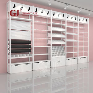 Niedriger Preis Miniso Produkt regal Kunden spezifische Holz Metall Weiß Möbel Wand Display Regale für Boutique Schmuck Geschenk laden - Product Image 3