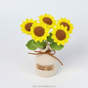 <b>Best</b> Selling Big Crocheted Potted Flower Potting 5 Heads Crochet Sunflower Plant Pot - Product Image 5